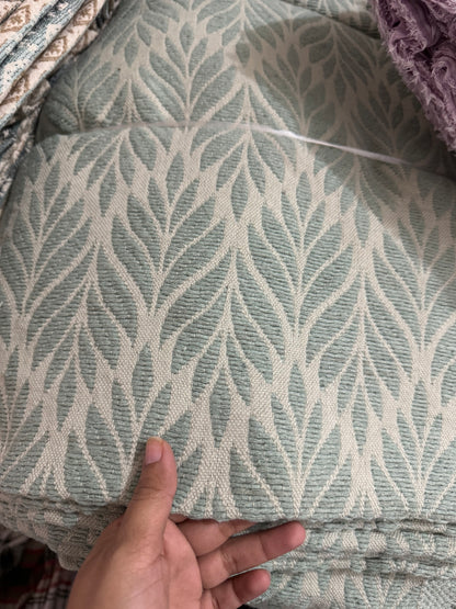 Buy Cotton Heavy Jacquard Mint Leaf Embroidery Fabric