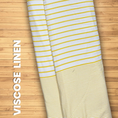 Buy Pure Yellow Stripes Linen Viscose Fabric