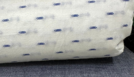 Buy Cotton Blue Designed Dobby White Base Fabric