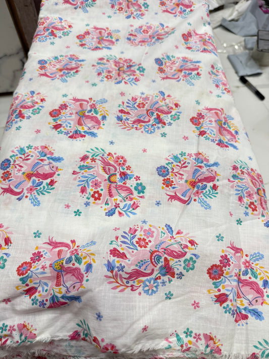 Buy Fine Mul Cotton Slub Baby Horse Block Fabric