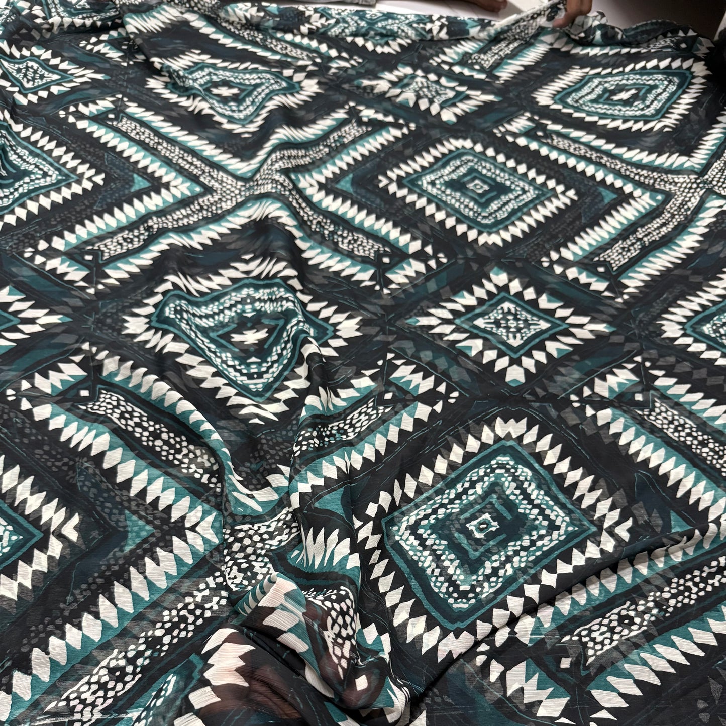 Buy Viscose Chiffon Boho Diamond Printed Fabric
