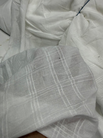 Buy Cotton Dobby Checks Solid White Fabric
