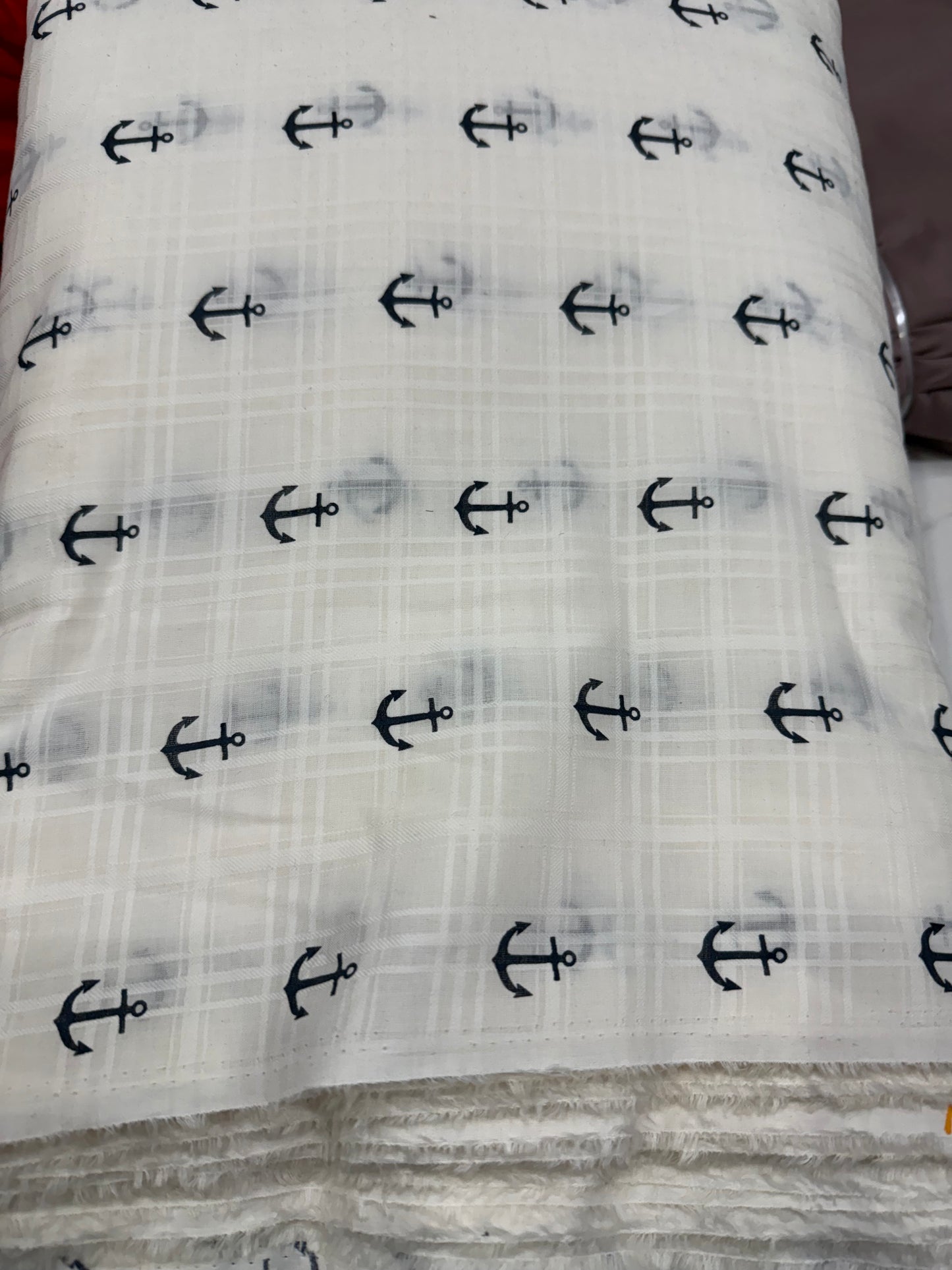 Buy Cotton Dobby Anchor Printed Kids Fabric