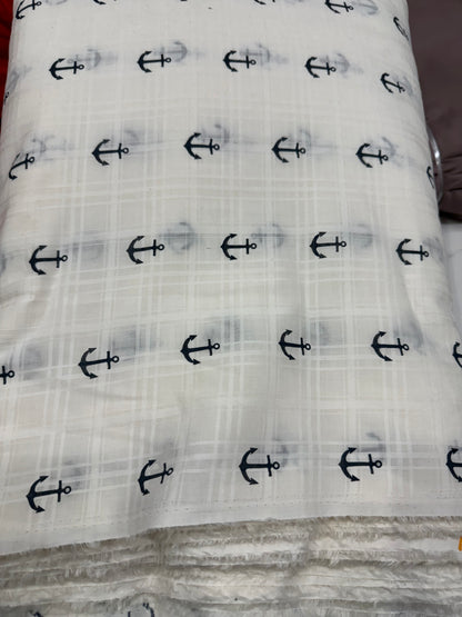 Buy Cotton Dobby Anchor Printed Kids Fabric