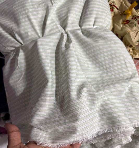 Buy Cotton Viscose Pastel Green Formal Stripe Fabric