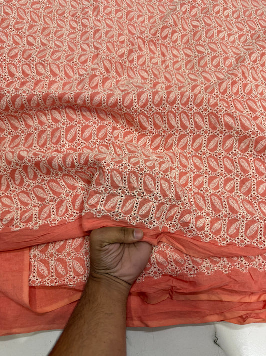 Buy Cotton Hakoba Candy Orange Box Leaf Embroidery