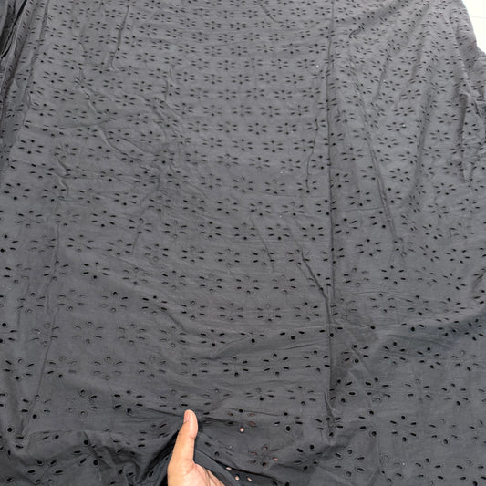 Buy Cotton Hakoba Black 5 Leaf Flower Fabric