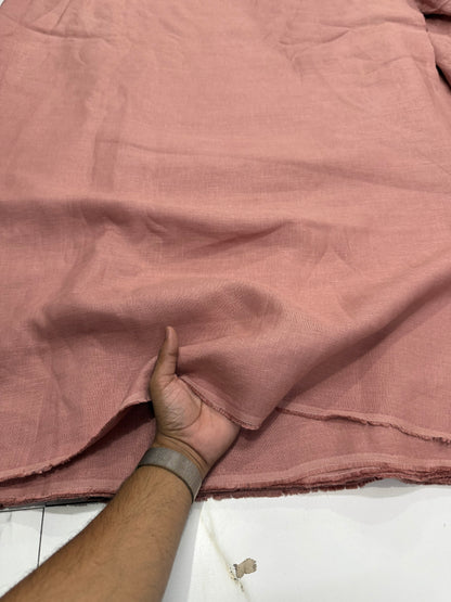 Buy Lab Certified Pure Linen Solid Pink Fabric