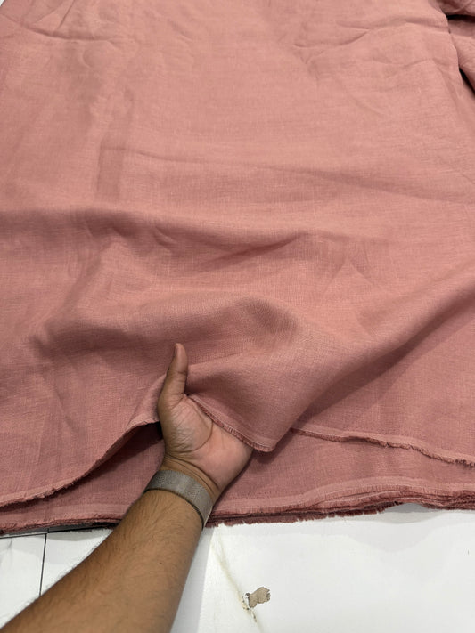 Buy Lab Certified Pure Linen Solid Pink Fabric