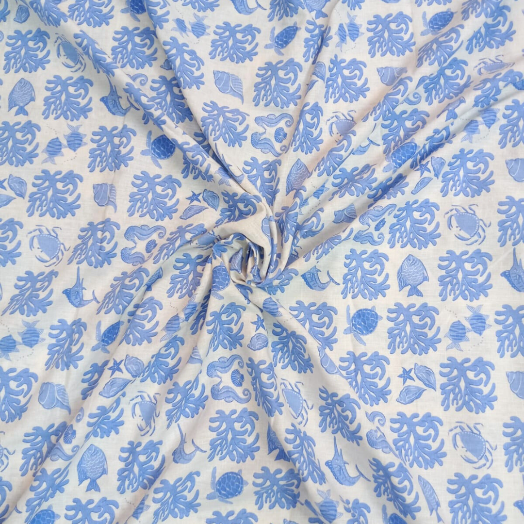 Buy Pure Italian Linen Cotton Summer Print Fabric 