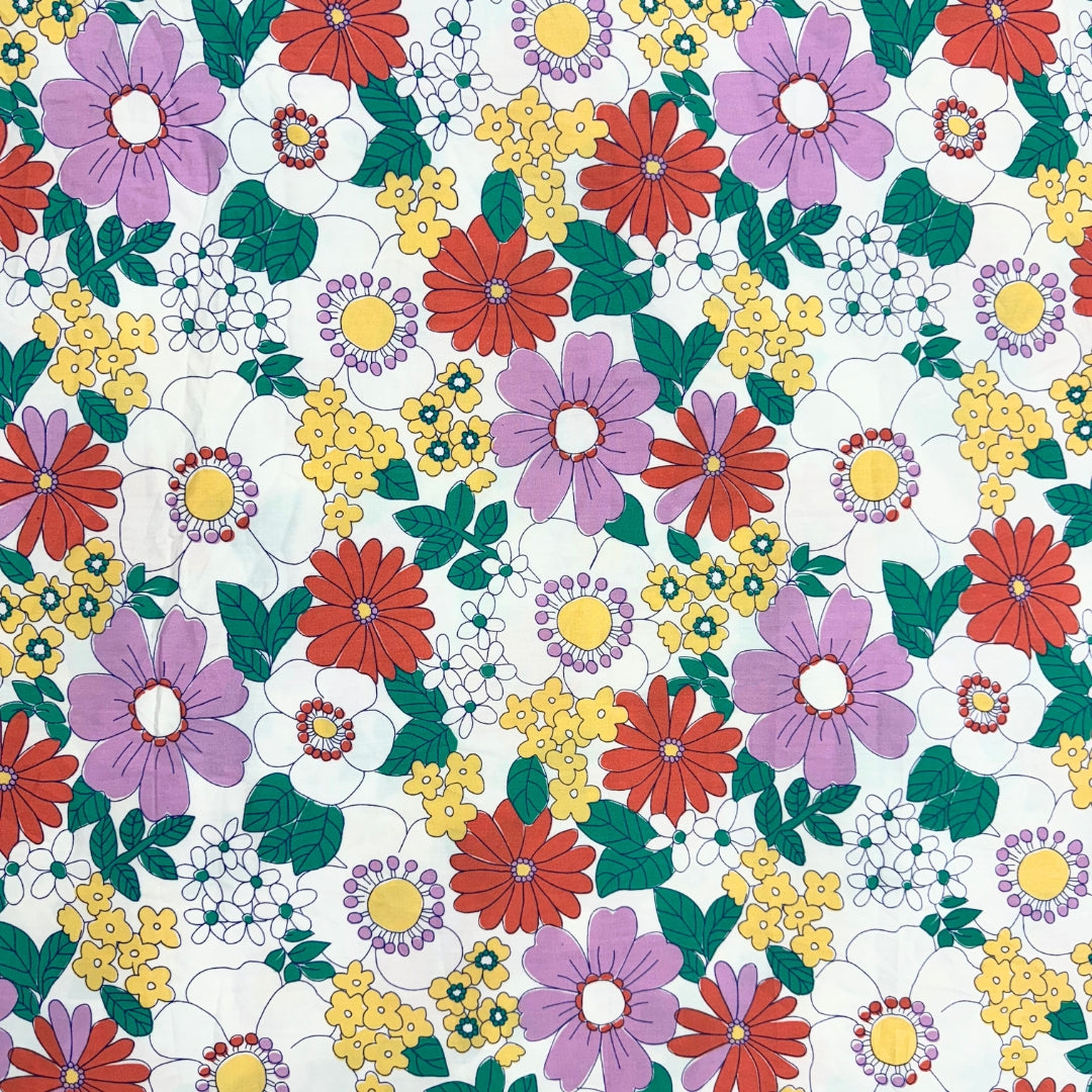 Poplin Summer Vibe Big Floral Printed Fabric