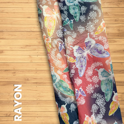Buy Viscose Modal Colorful Butterfly Printed Fabric