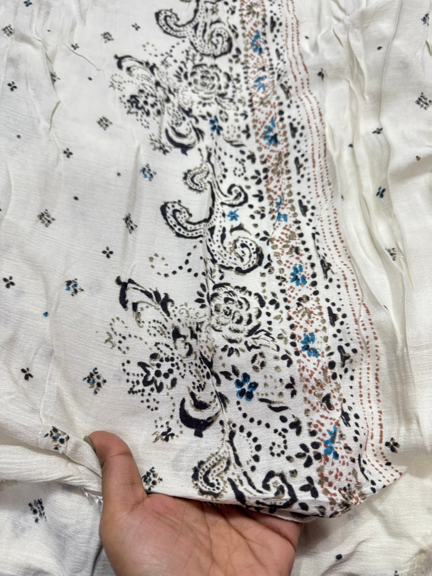 Buy Viscose Crinkled Crepe Border Printed Fabric