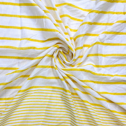 Buy Pure Yellow Stripes Linen Viscose Fabric