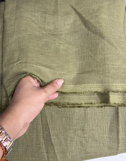 Buy Pure Linen Moss Green Fabric