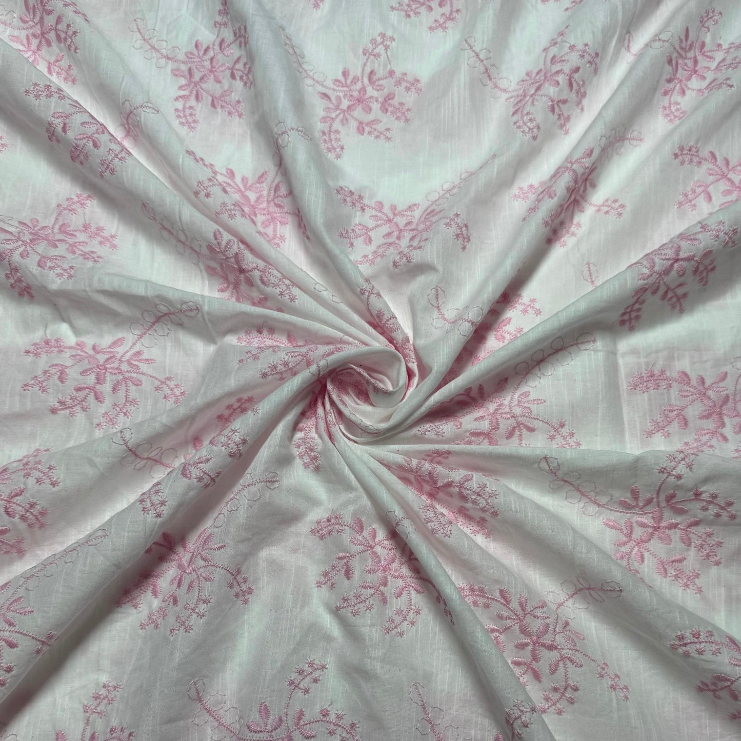 Buy Pure Cotton Cambric slub Baby Pink Embroidery Fabric