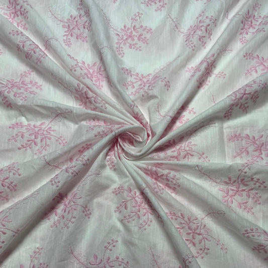 Buy Pure Cotton Cambric slub Baby Pink Embroidery Fabric