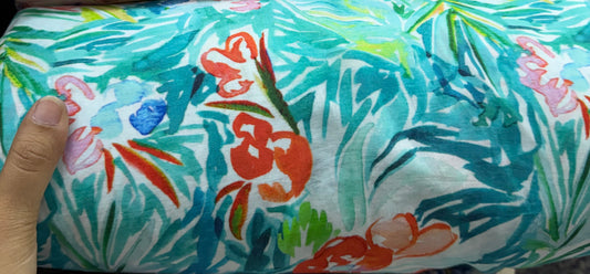 Buy Cotton Sea Blue Long Leaf Abstract Floral Fabric