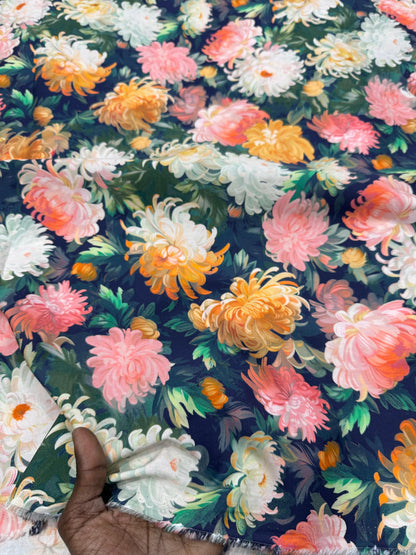 Buy 50s Poplin Beautiful Watercolour Floral Printed Fabric