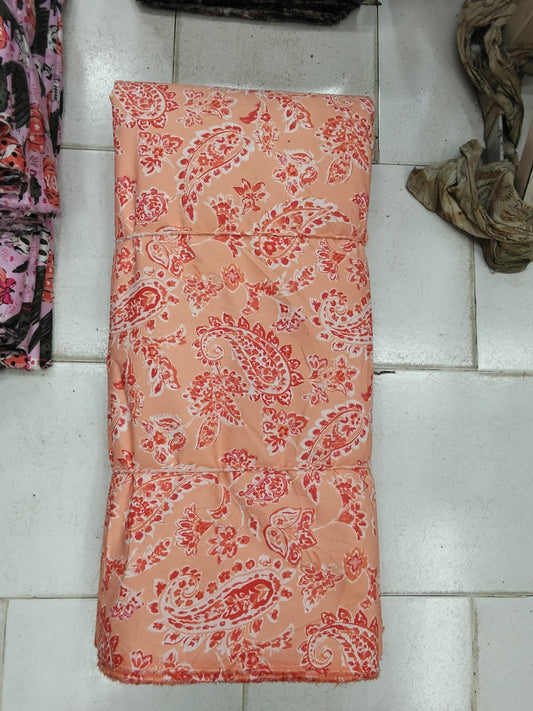 Buy Cotton Poplin Paisley Orange Printed FABRIC