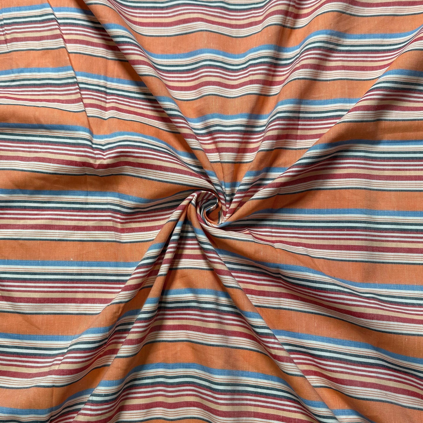 Buy Orange Stripes Linen Fabri