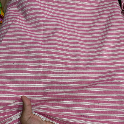 Cotton Linen Red Formal Dual Line Stripe Fabric