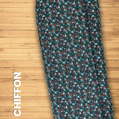 Buy Chiffon Green Floral fabric