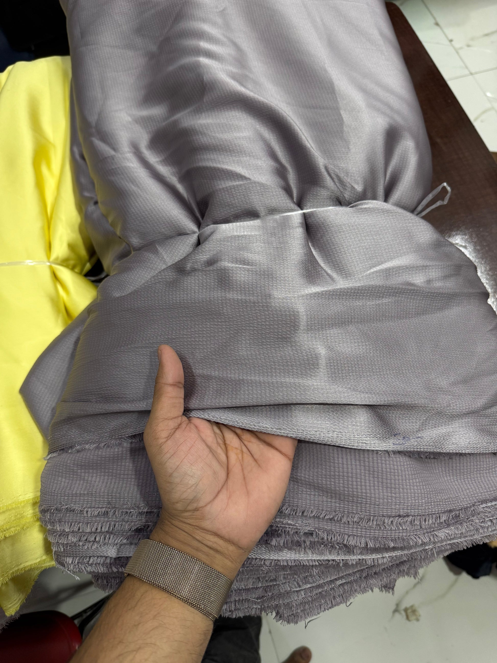 Buy Italian Silk Solid Dark Metallic Grey Fabric - MAF 