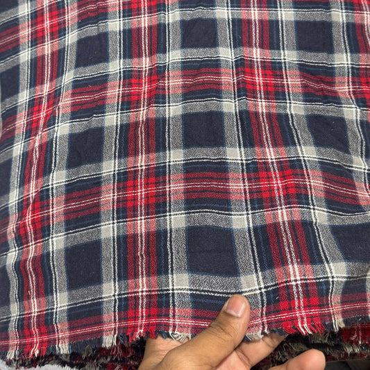 Buy Red Blue Checks Twill Fabric