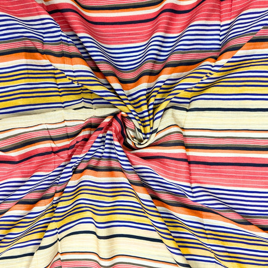 Buy Cotton Crepe Multi Stripe Fabric