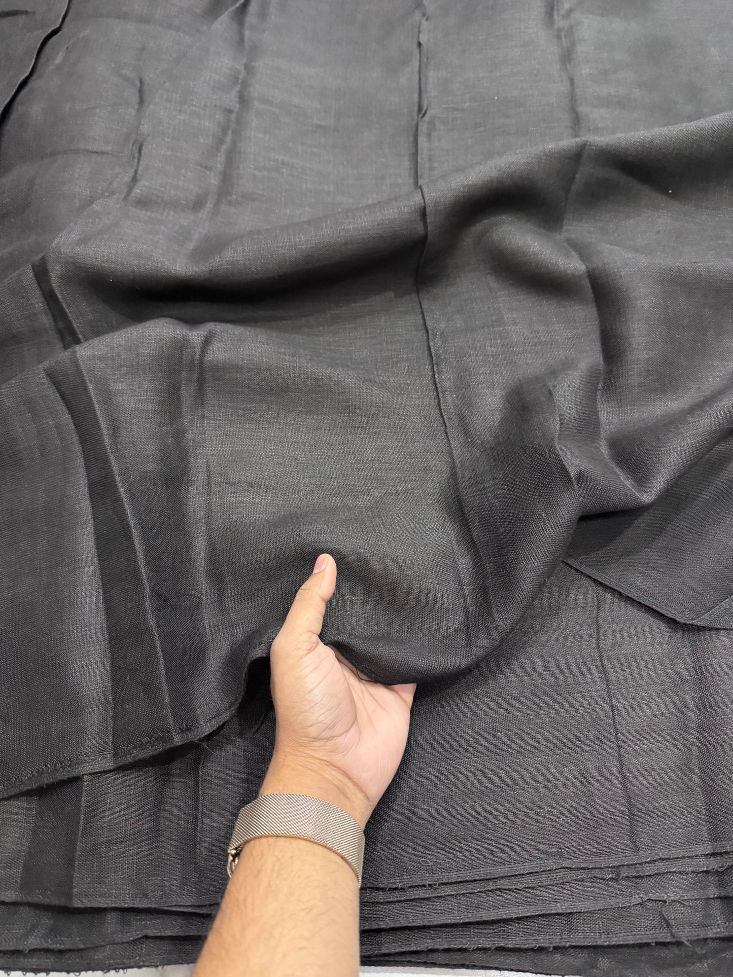 Buy Lab Certified Pure Linen Black Fabric