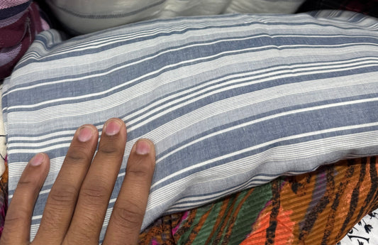 Buy Premium Cotton Blue White Shirting Stripe Fabric
