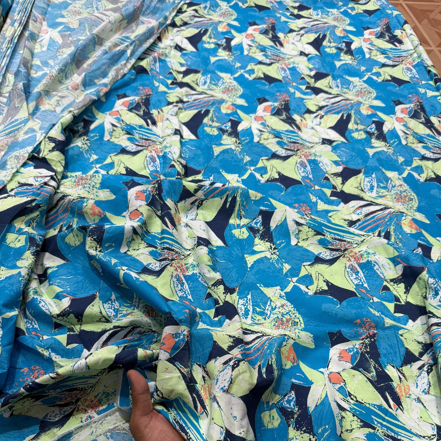 Buy 50s Poplin Abstract Bird Printed Fabric