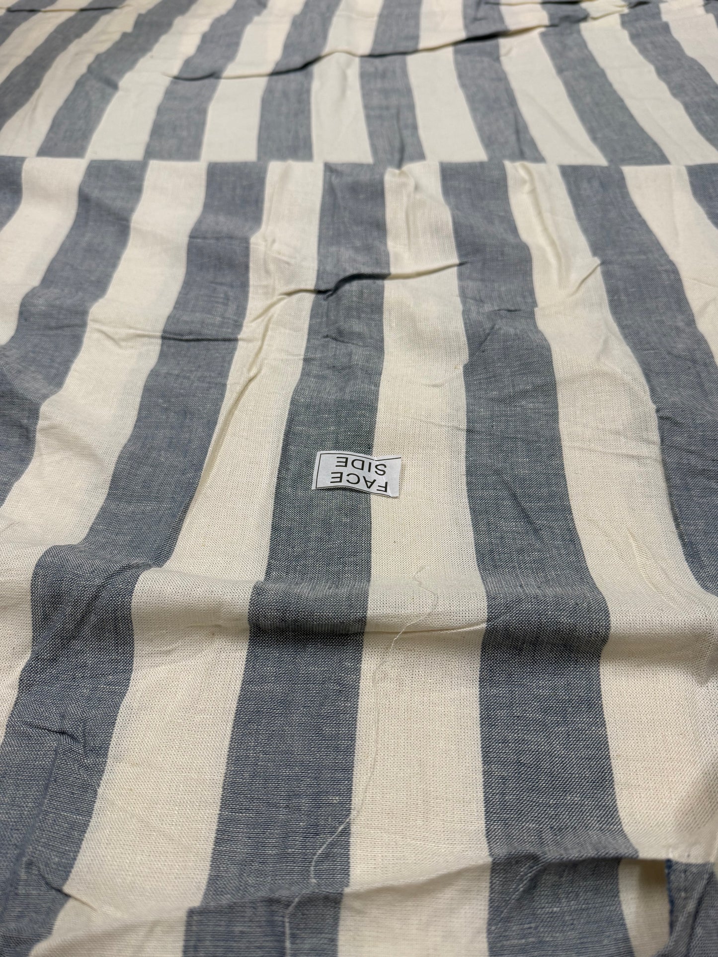 Buy Cotton Linen Broad Stripe Powder Blue Fabric