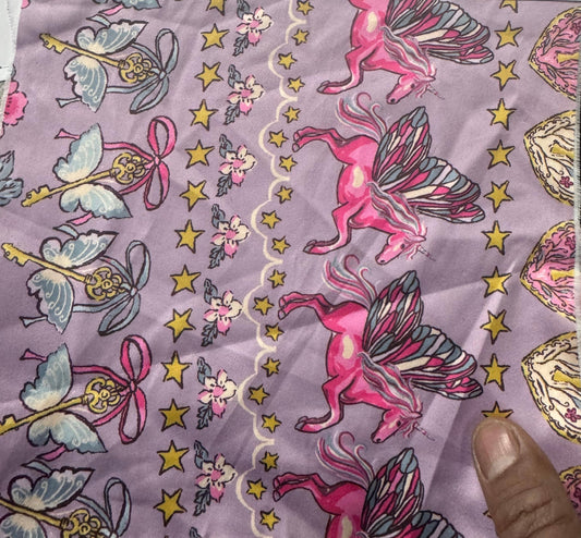 Buy Poly Modal Satin Unicorn Printed Fabric