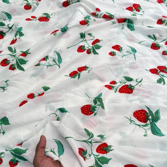 Buy Premium Modal Strawberry Printed Fabric