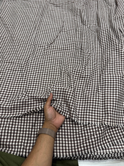 Buy Rare Cotton Twill Gingham Brown Check Fabric 