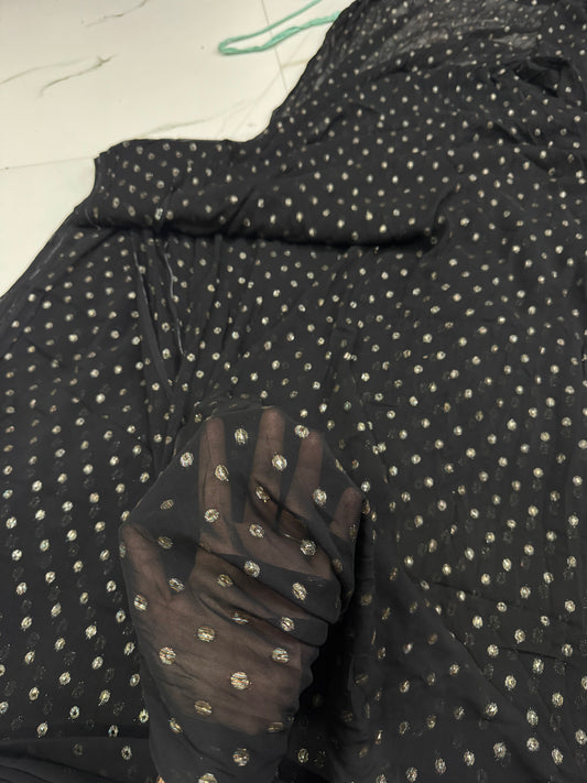 Buy Viscose Chiffon Gold Lurex Butta Black Fabric