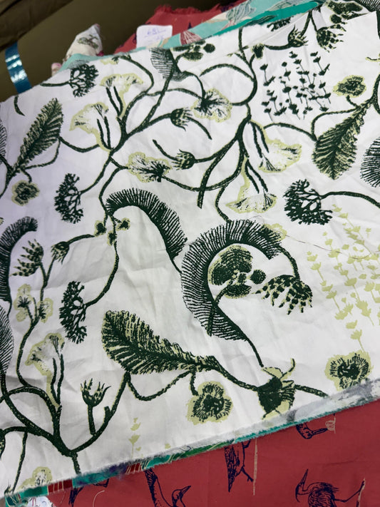 Buy Cotton Poplin Algae Green Printed Fabric