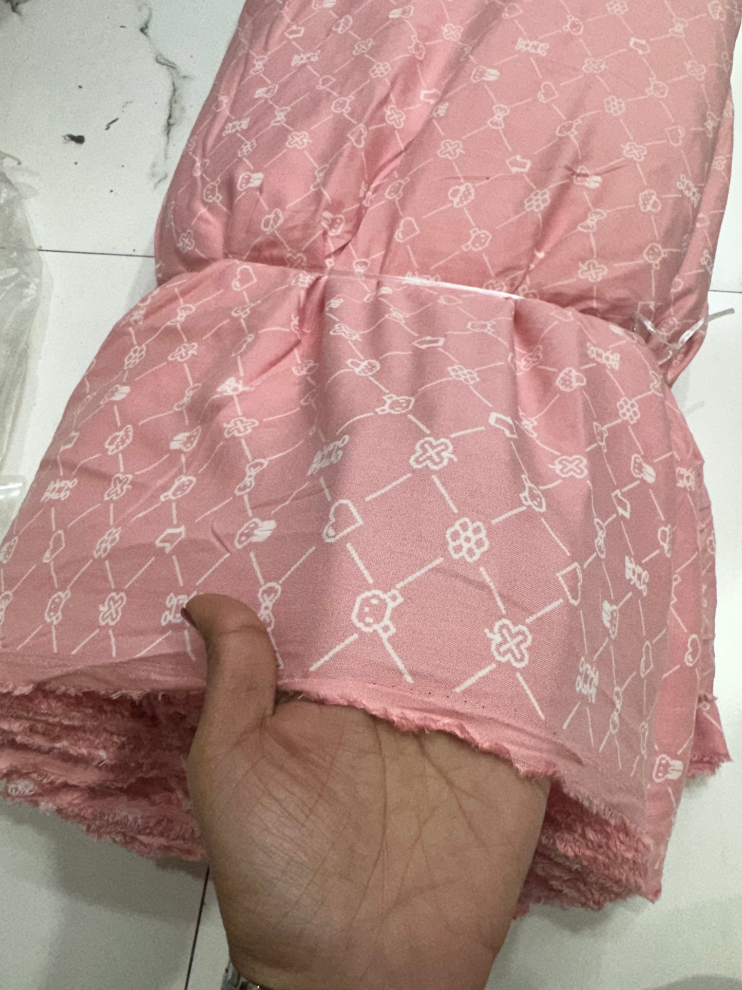 Buy Cotton Modal Baby Pink Base Kids Printed Fabric