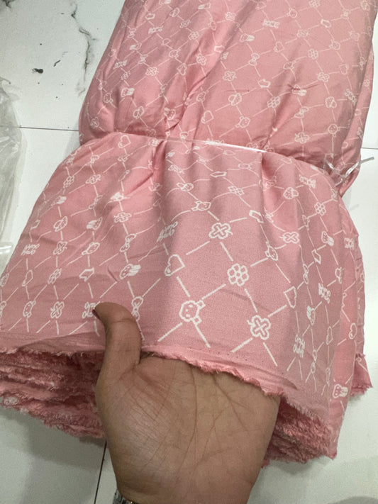 Buy Cotton Modal Baby Pink Base Kids Printed Fabric