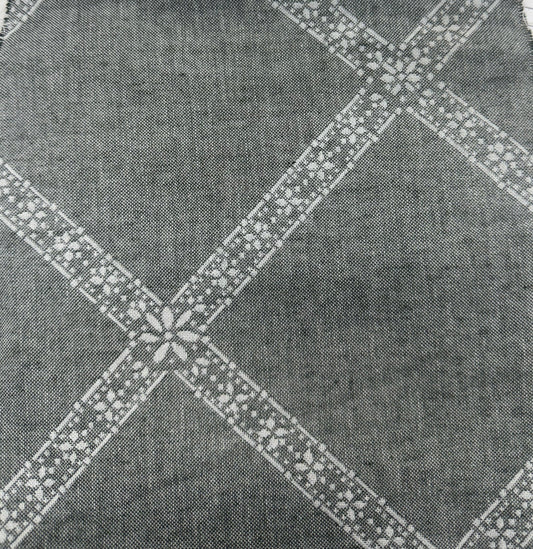 Buy Cotton Jacquard Grey Base White Diagonal Checks Printed 