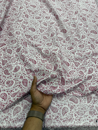 Buy Mul Cotton Pink Paisley Printed Fabric - MAF