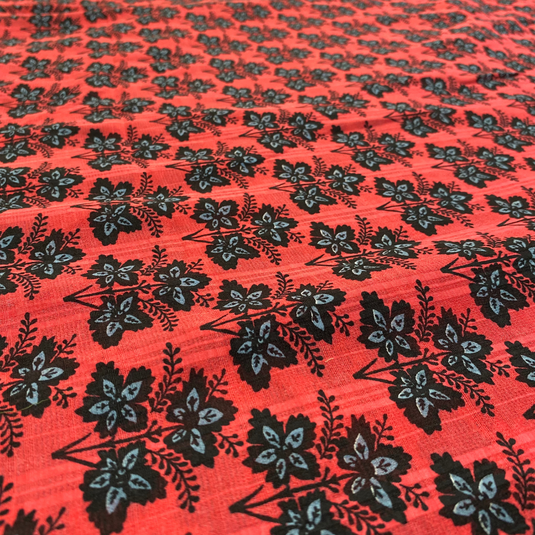 Buy Poly Georgette Block Print Fabric