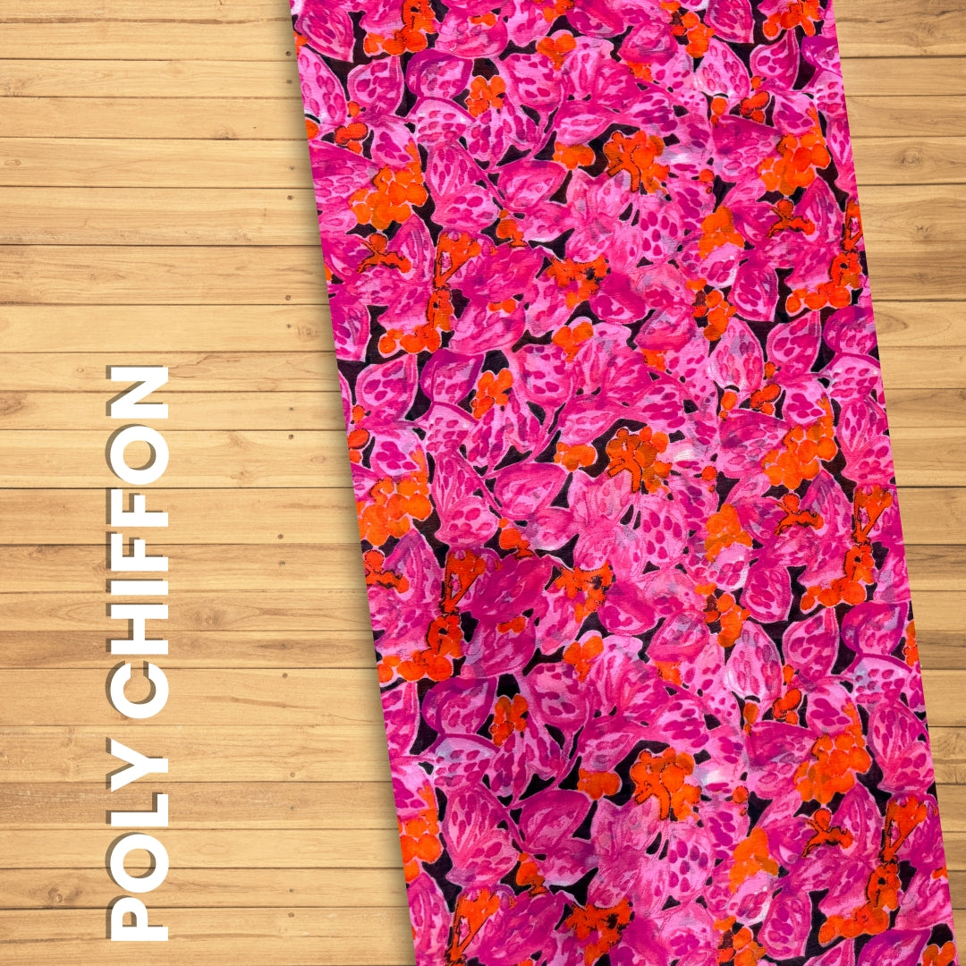 Buy Poly Chiffon Viral Print Fabric