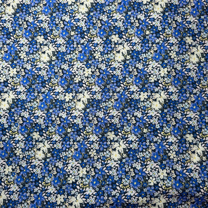 Buy Poplin Tiny Flower Blue Base Printed Fabric