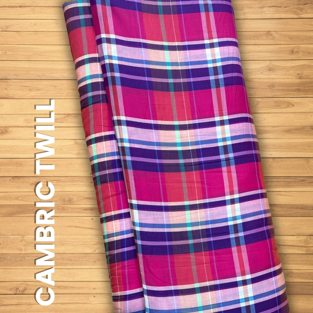 Buy Cambric Twill Vibrant Checks Fabric