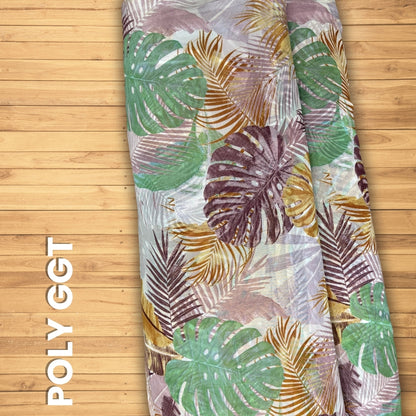 Buy Poly Georgette Palm Leaf Tropical Fabric