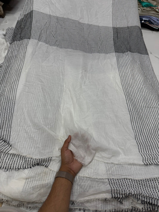 Premium Seersucker Cross Panel Lines Fabric