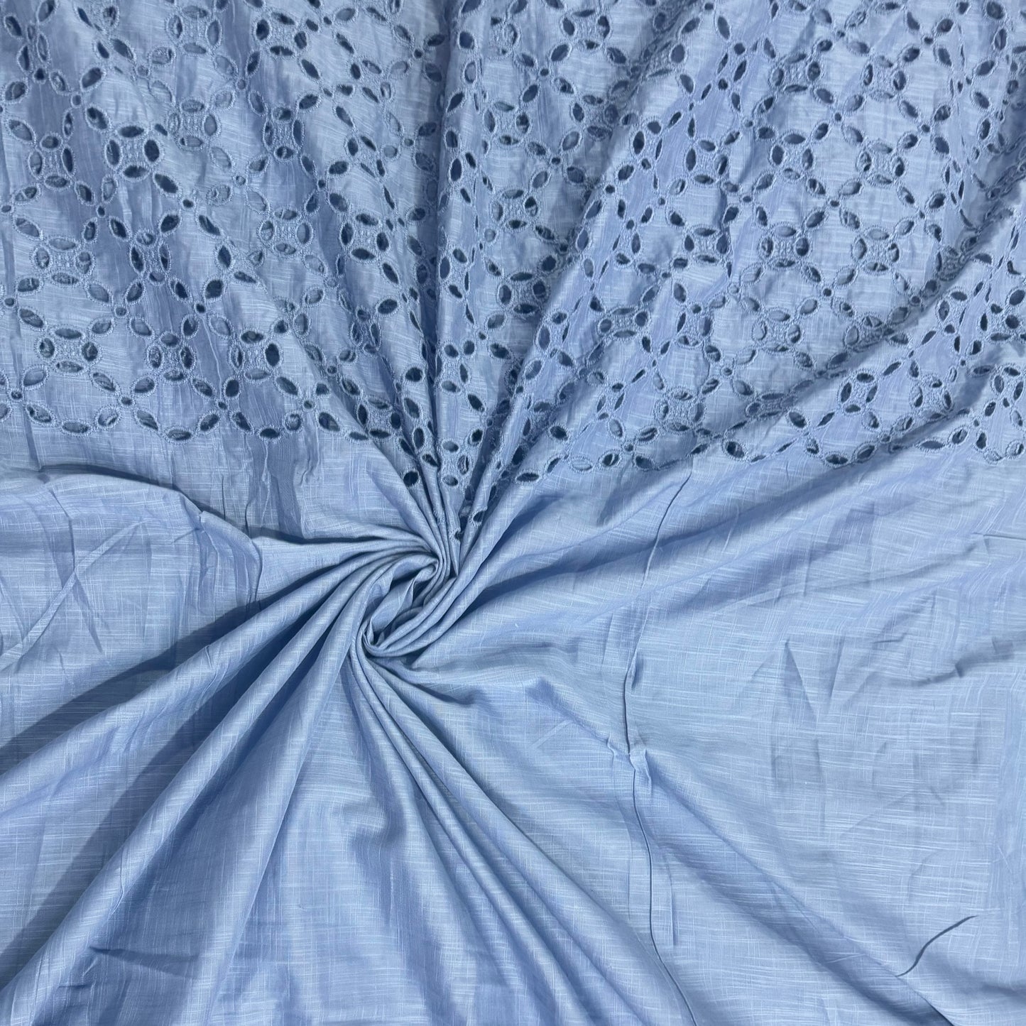 Cotton Hakoba 5 Leaf Diamond Azure Blue Fabric Palazzo